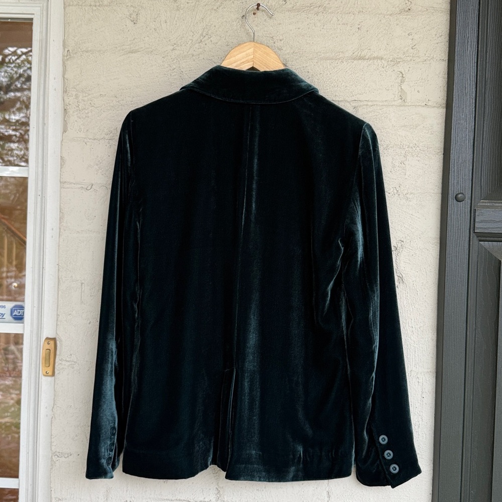 Sundance Beau Green Velvet Silk Blend Lined Floral Blazer Size 2 - Picture 7 of 12